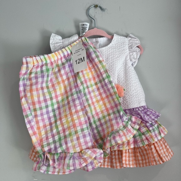 Bonnie Baby Matching Set Bunny Pastel Multicolour 12M Baby Girl NWT - Picture 2 of 6